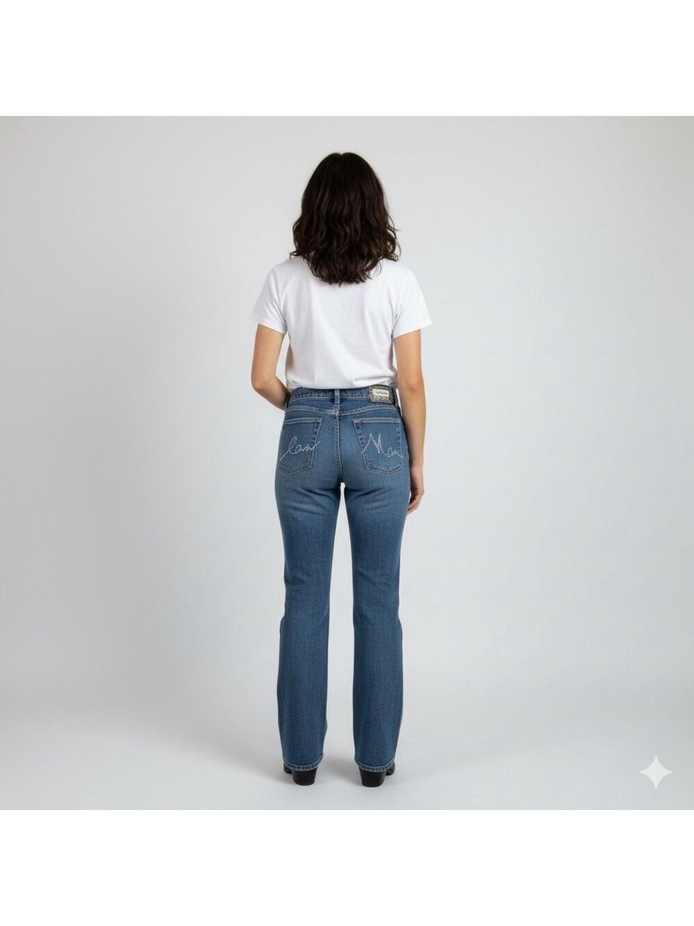 Lawman Western Vintage Slim Fit Boot Cut Jeans Size 9 Blue Gems Cowgirl